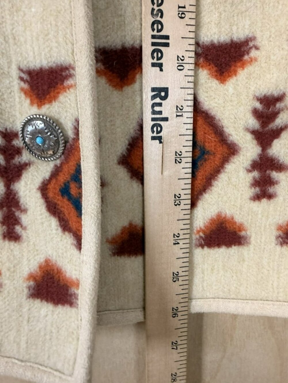 Orvis Womens Medium Southwestern Aztec Fleece Vest Button Front Pockets - Picture 7 of 13